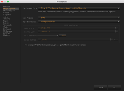Image Pipeline Preferences
