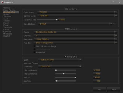 HDR Monitoring Preferences