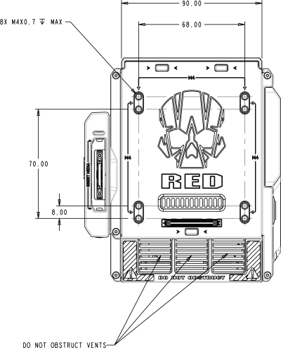Камера WEAPON 8K S35, вид сзади