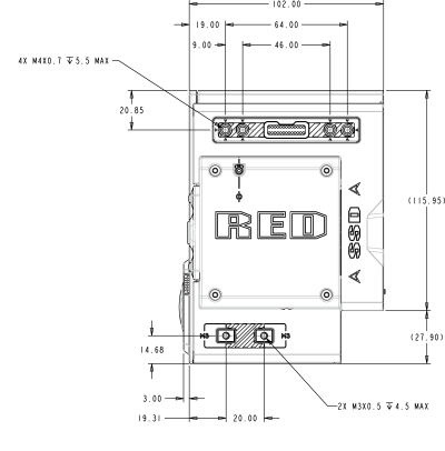 Камера WEAPON 8K S35, вид сбоку (справа)