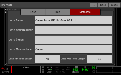 Lens Metadata