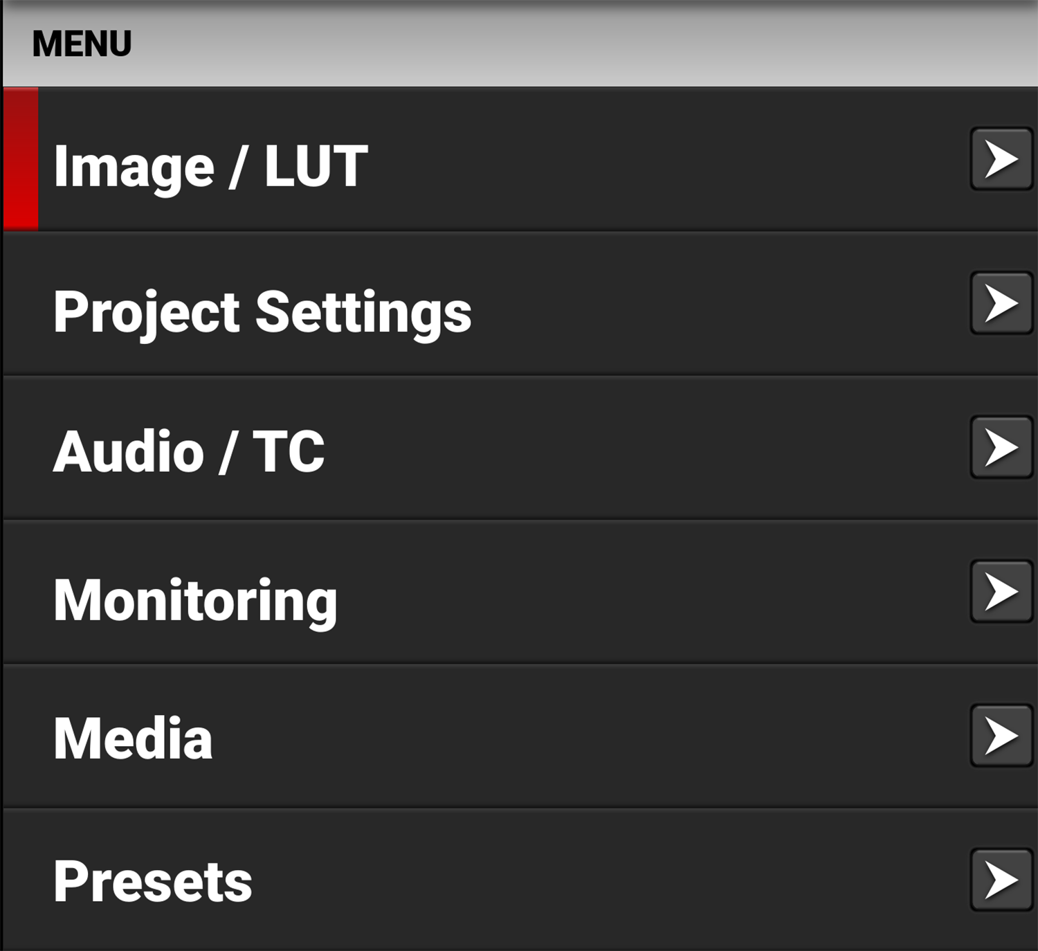 Image / LUT Menu