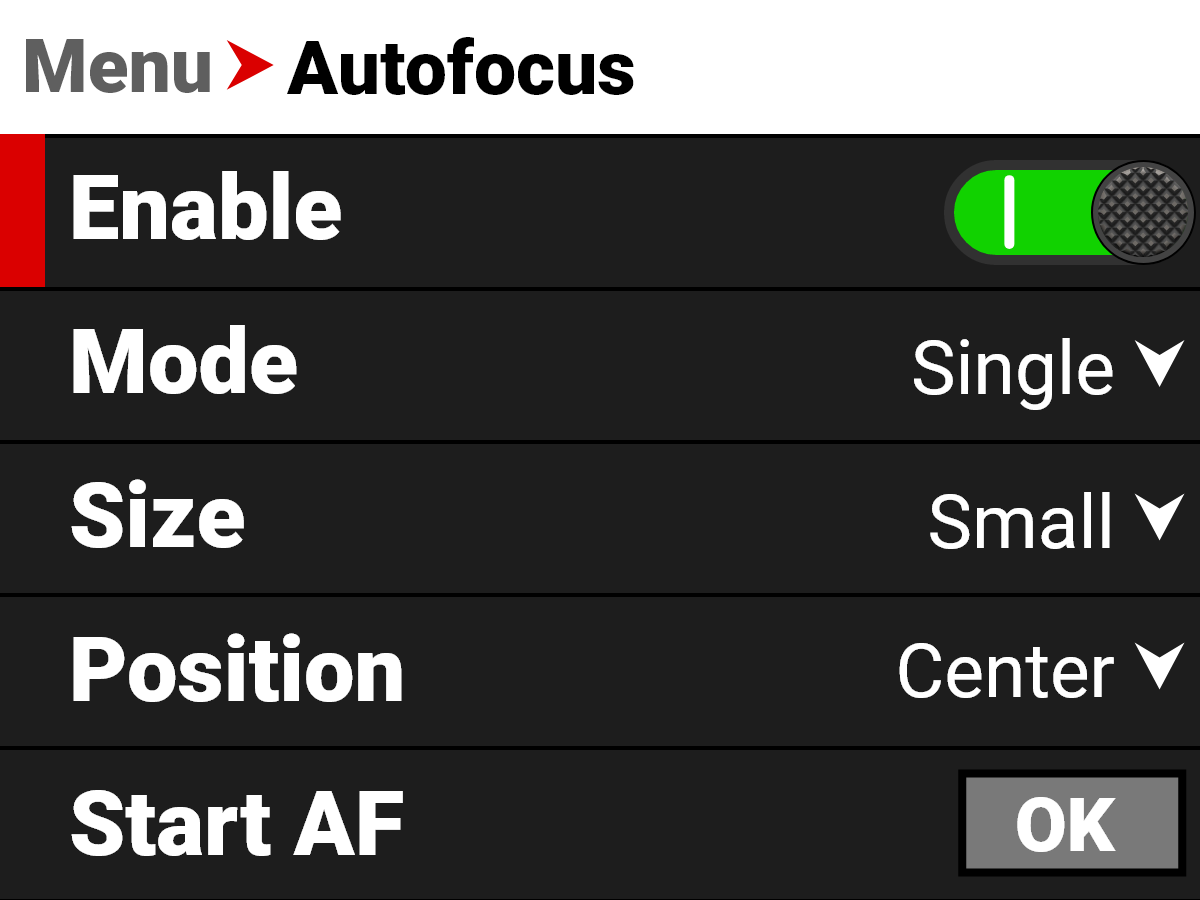 Autofocus Menu