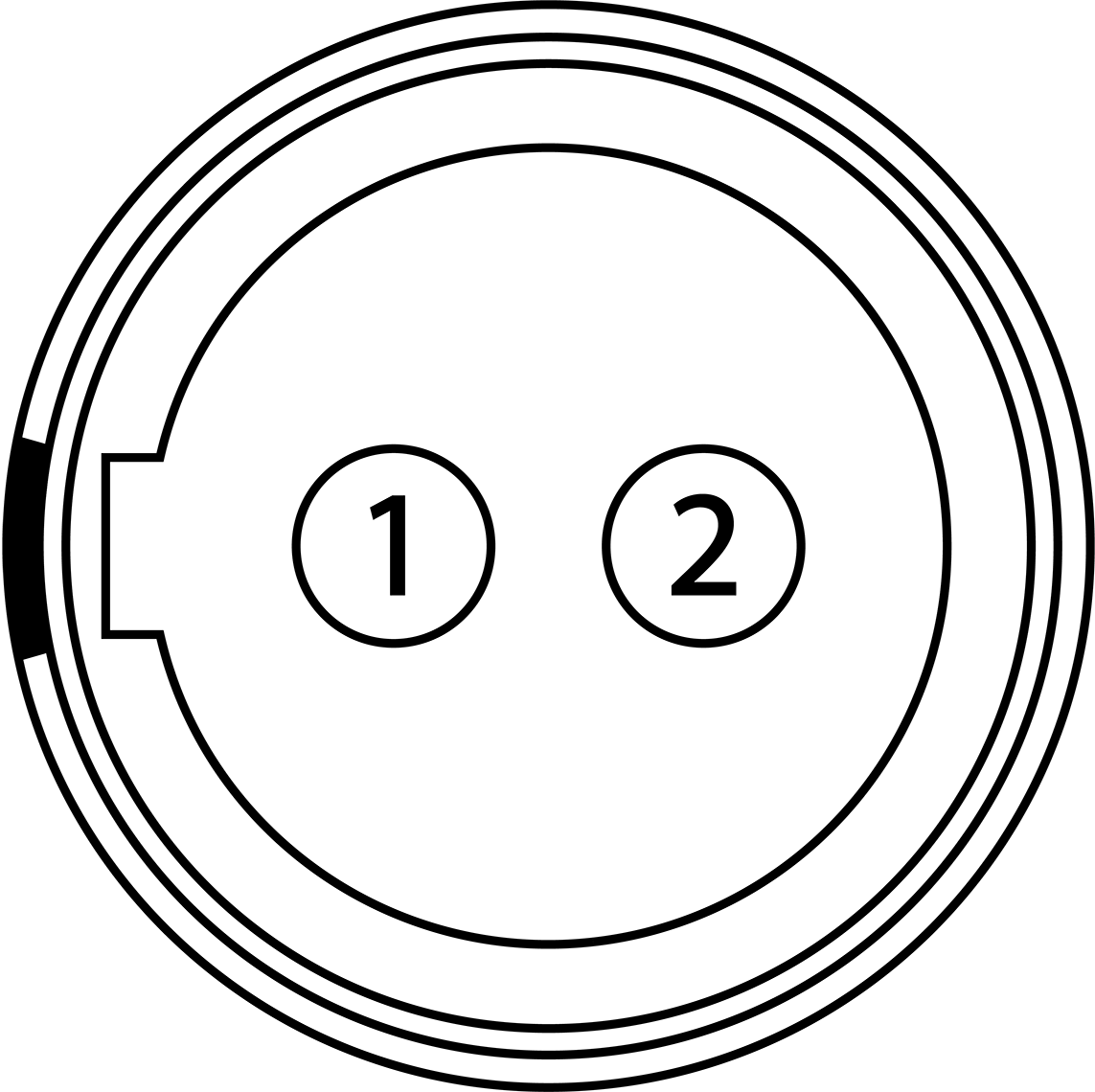 Front Face of the DC In Power Input Connector (Looking at the Camera)