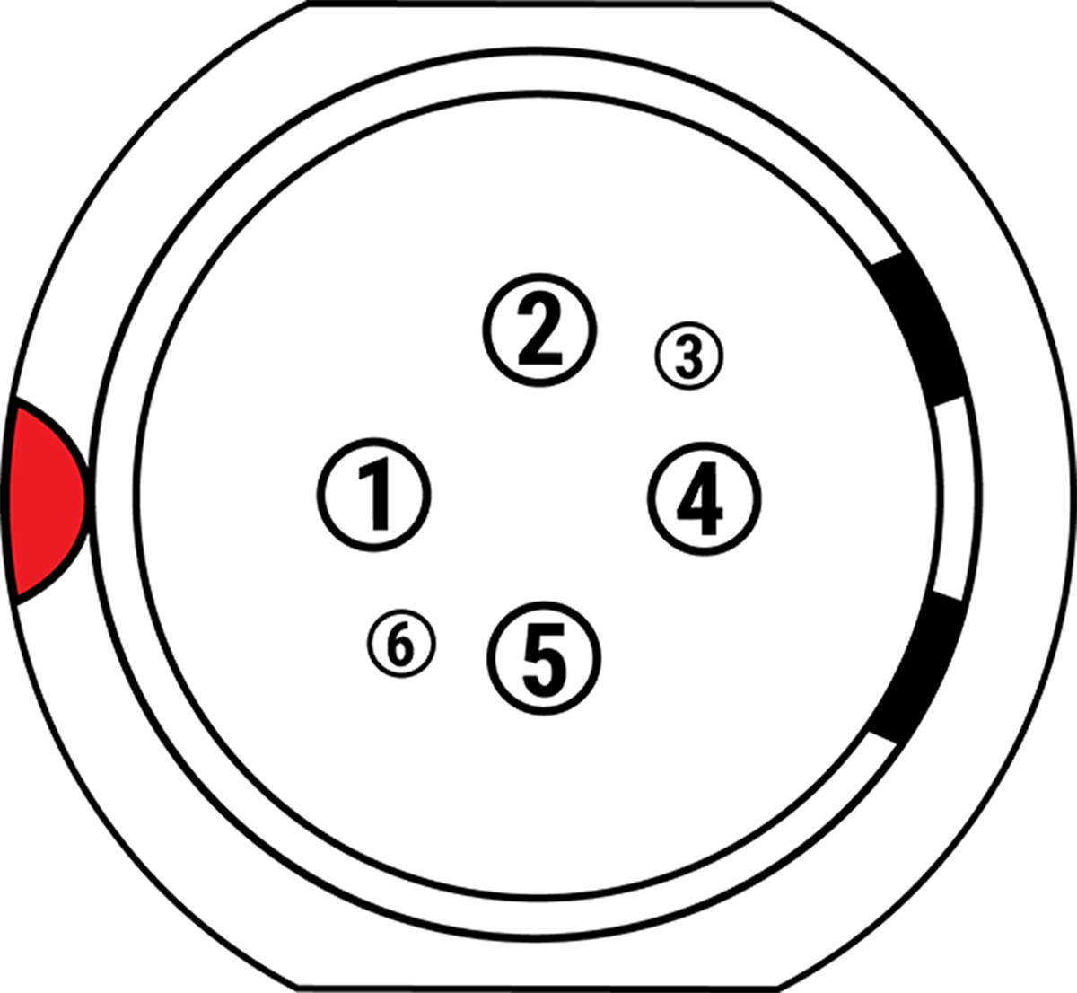 Front Face of the DC In Power Input Connector (Looking at the Camera)