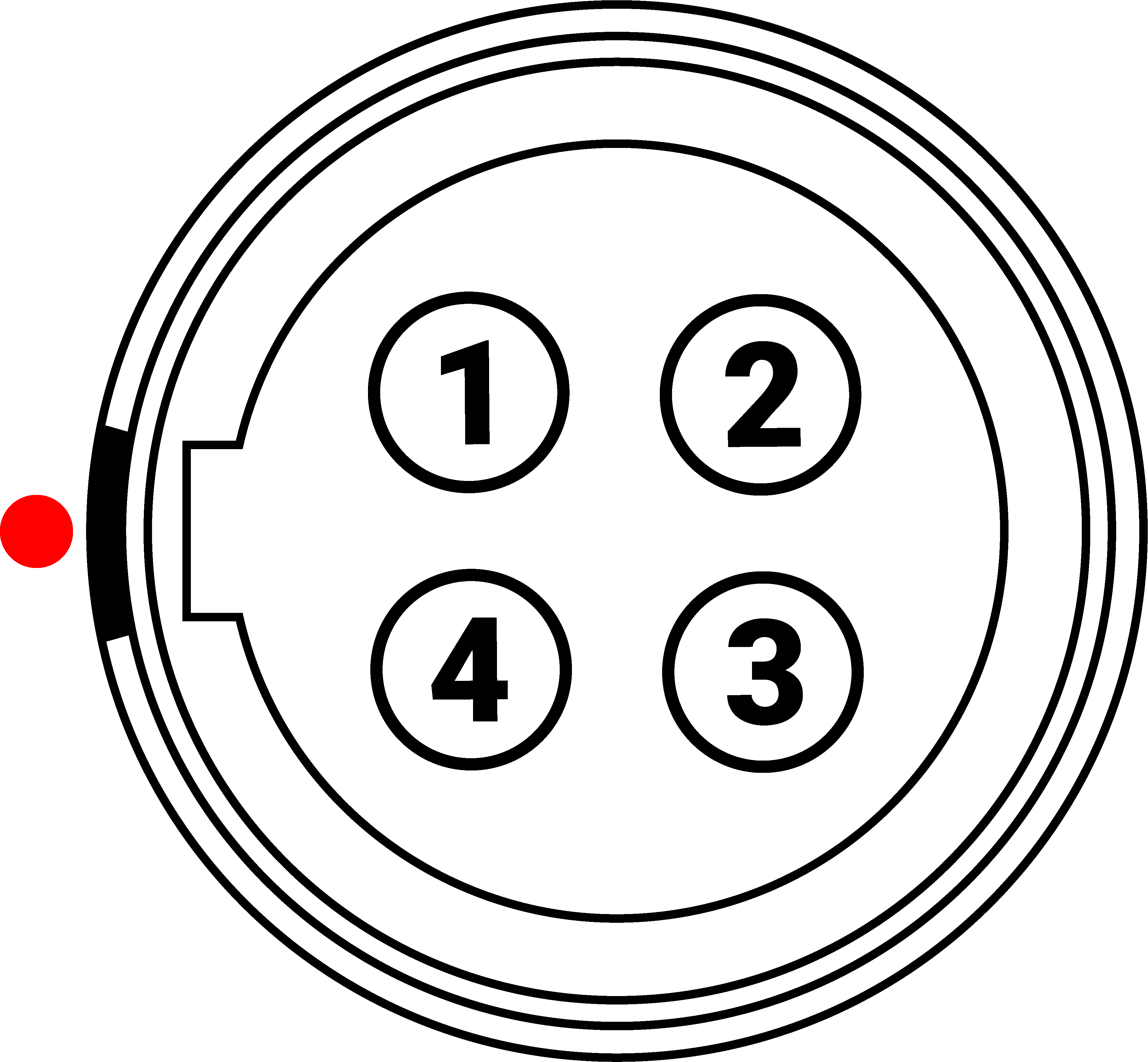 Front Face of the DC In Power Input Connector (Looking at the Camera)