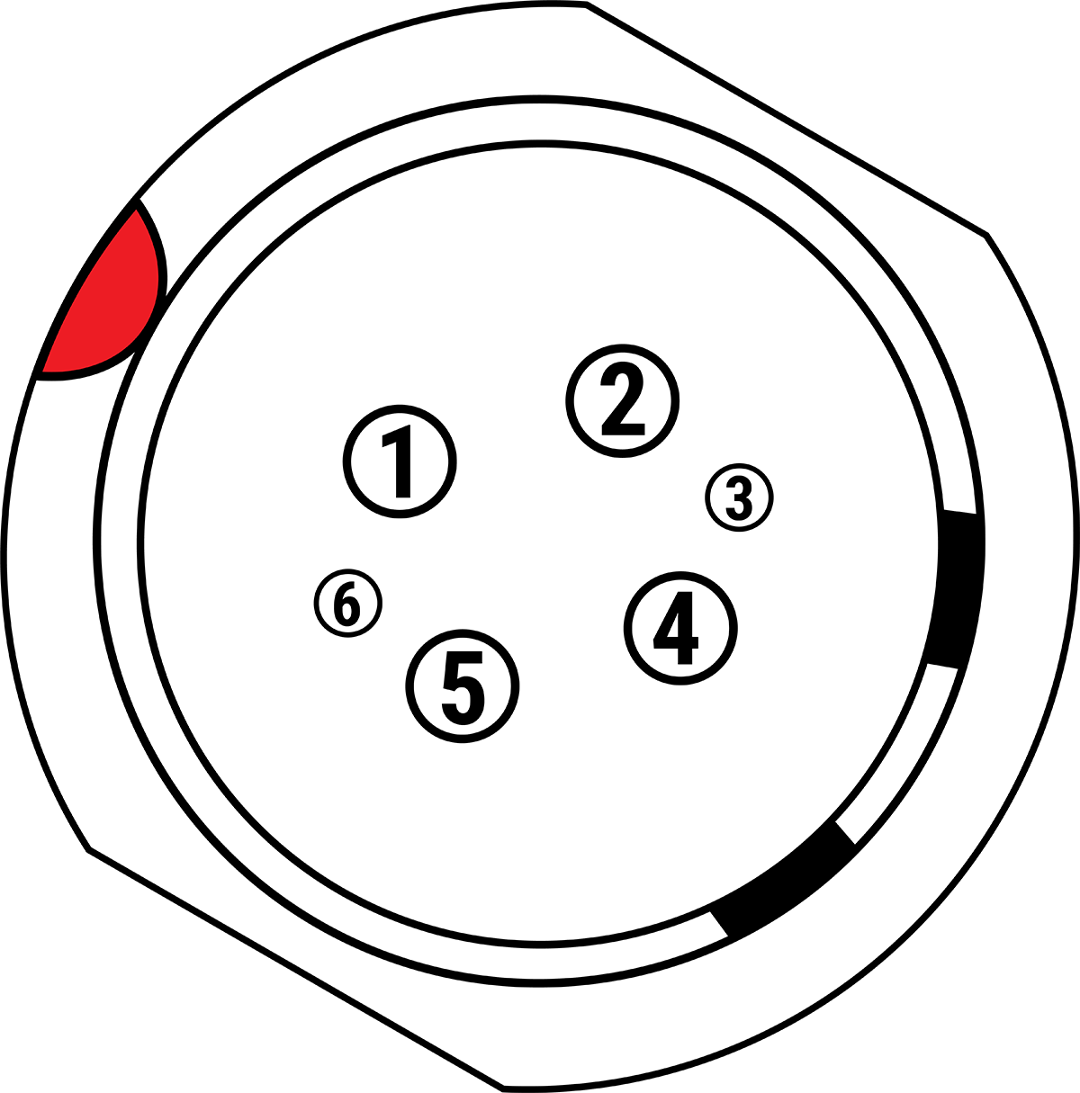 Front Face of the DC In Power Input Connector (Looking at the Camera)