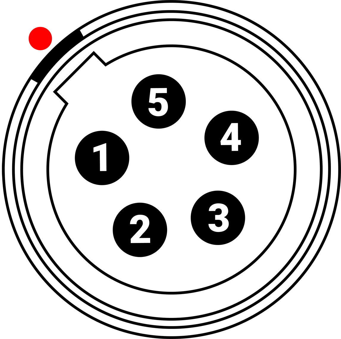 Front Face of the DC In Power Input Connector (Looking at the Camera)